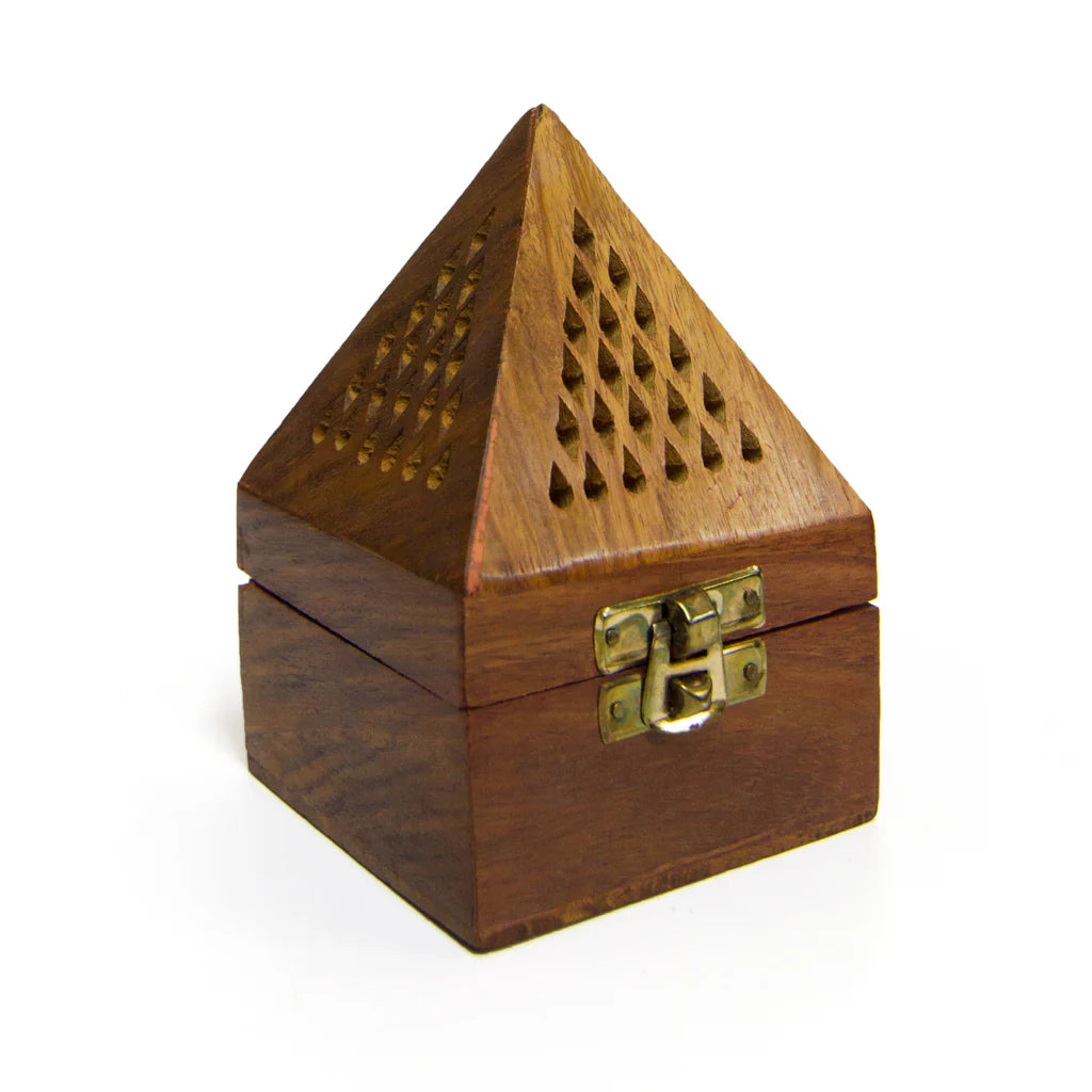 Wooden Pyramid Bakhoor Burner – Small 18cm