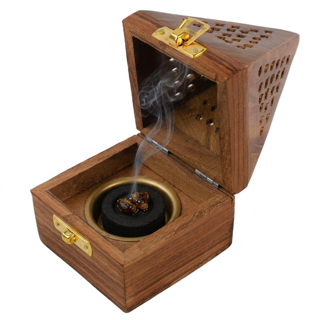 Wooden Pyramid Bakhoor Burner – Small 18cm