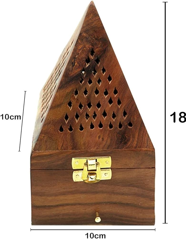Wooden Pyramid Bakhoor Burner – Small 18cm