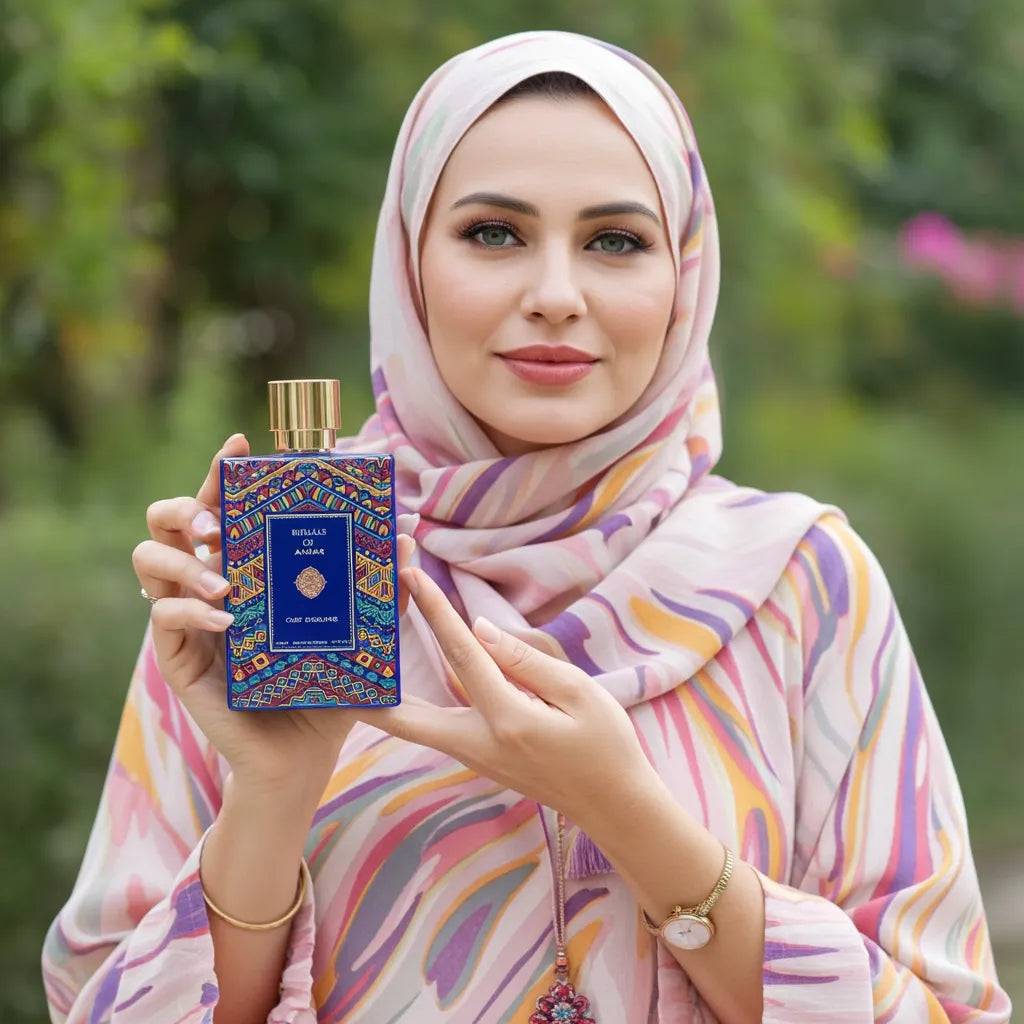 An exquisite bottle of Rituals of Anfar Chef-D'Oeuvre 80ml Extrait de Parfum on a dark, luxurious background, showcasing the brand's elegant packaging.