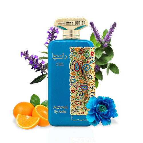 Bottle of Dalia Ciel by Adyan 100ml Eau de Parfum from the Dalia Series with a sleek, elegant design.