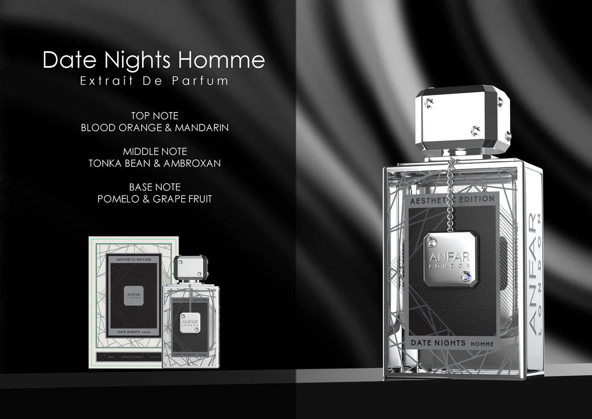 Date Nights Pour Homme by Anfar London – 100ml extrait de parfum bottle for men