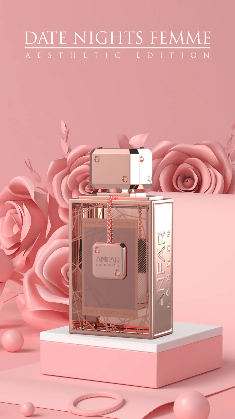 Date Nights Pour Femme by Anfar London – 100ml extrait de parfum bottle for women with elegant packaging