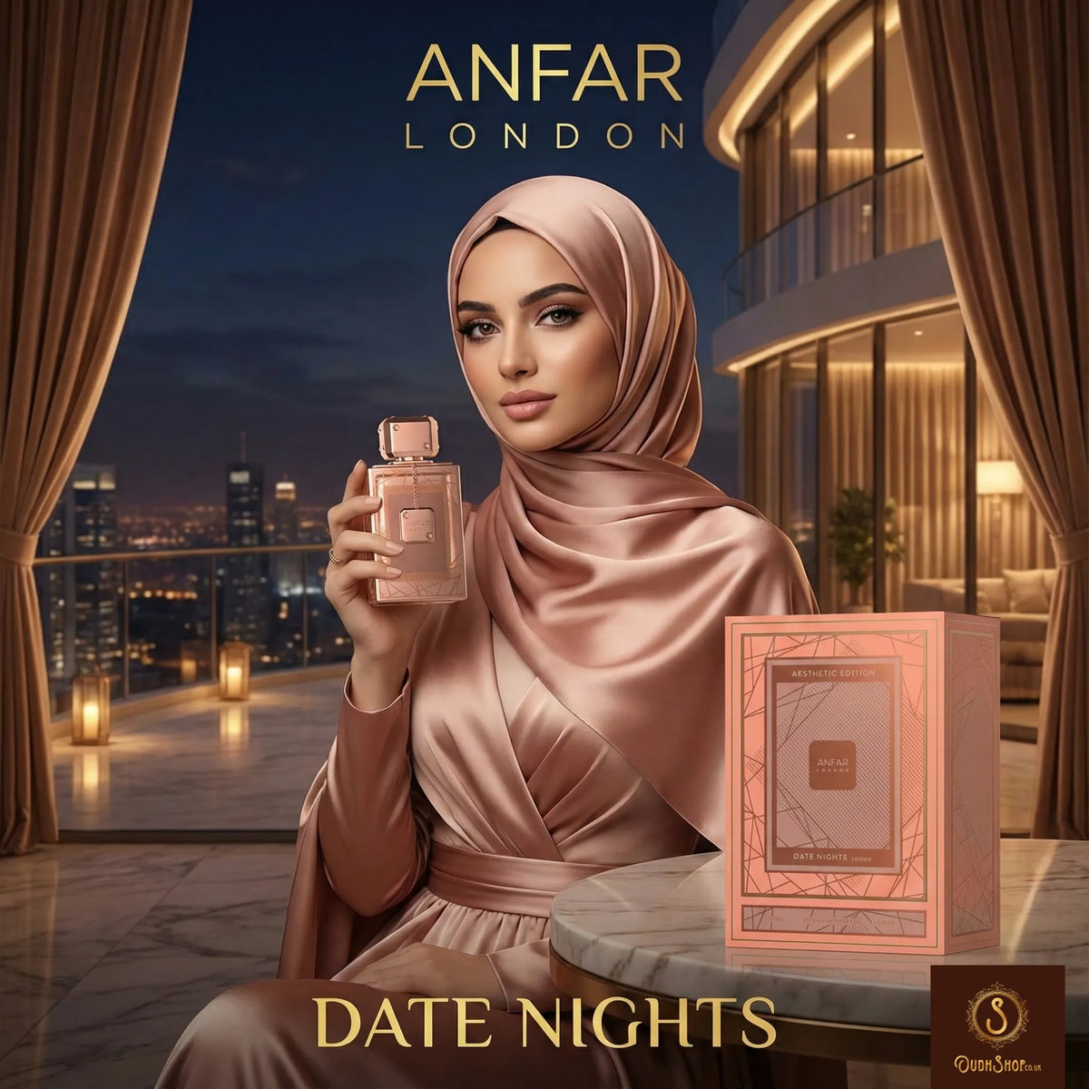 Date Nights Pour Femme by Anfar London – 100ml extrait de parfum bottle for women with elegant packaging