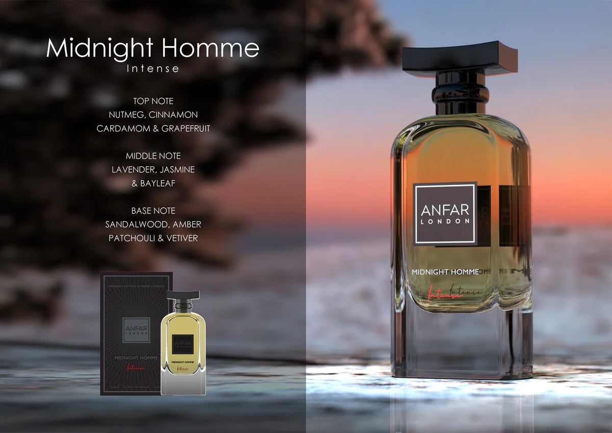 Dior Sauvage Elixir alternative Midnight Homme Intense by Anfar London is a powerful 100ml extrait de parfum