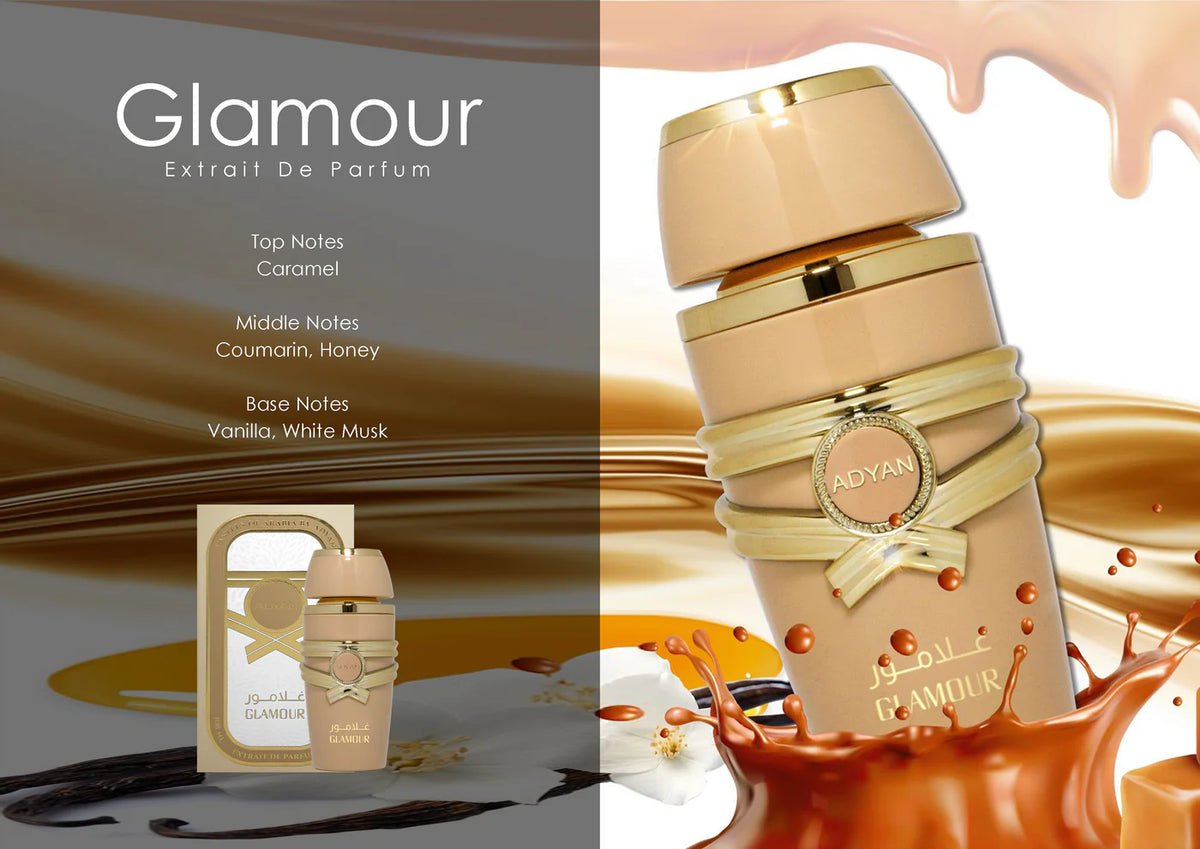 Glamour by Adyan, an unforgettable sweet smelling arabian perfume, similar to Jean Paul Gaultier Scandal and Paco Rabanne Olympéa.