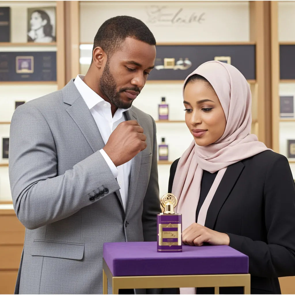 Purple Haze by Adyan, a long-lasting luxury Arabian perfume inspired by Givenchy Irresistible. This elegant fragrance blends citrus, floral, and warm notes for a scent that commands attention.