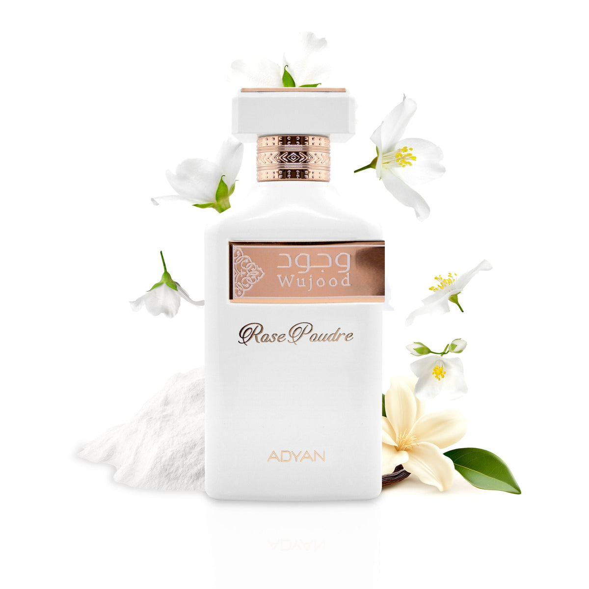 Powdery Vanilla Perfume for women Adyan Wujood Rose Poudre perfume bottle