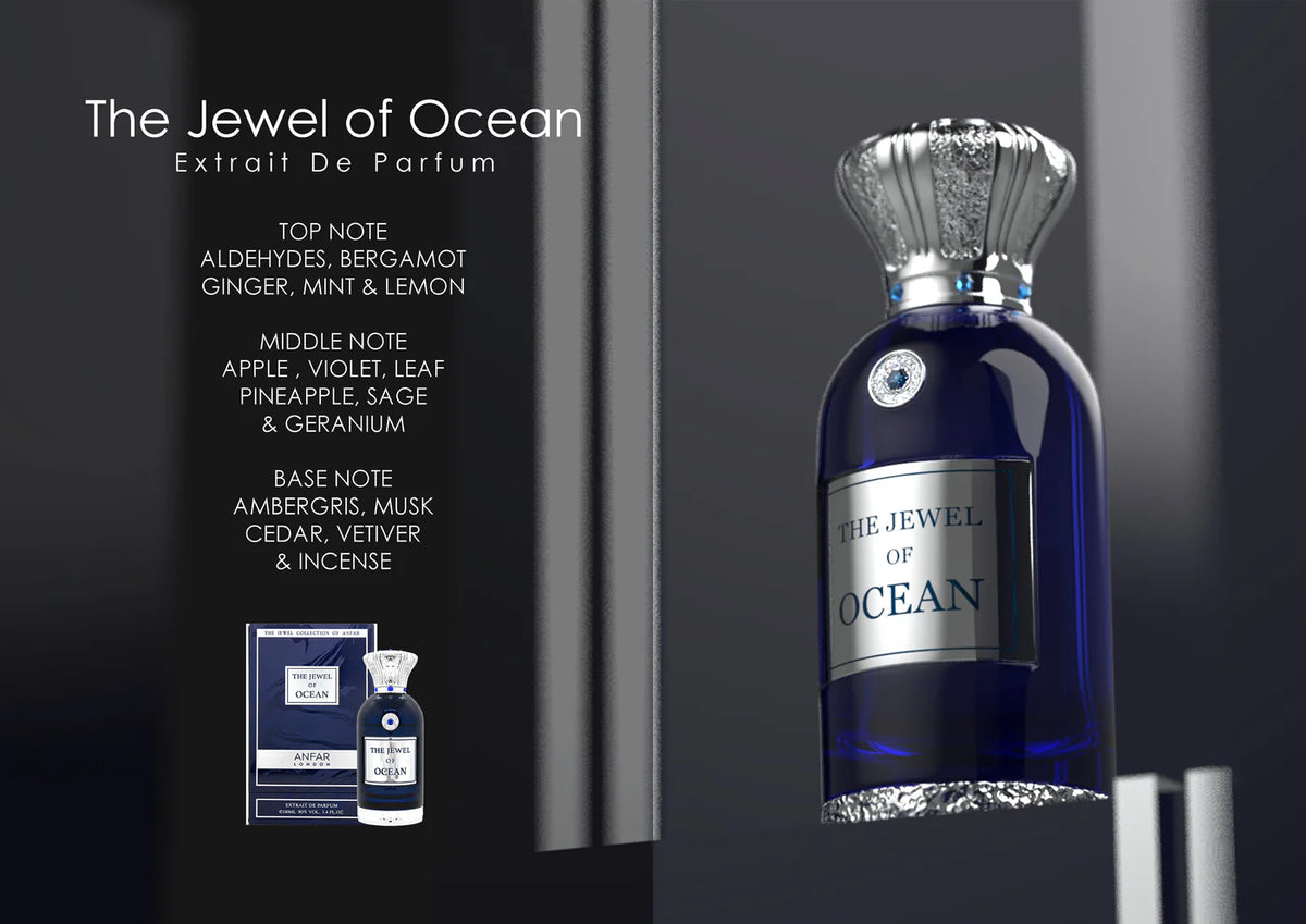 The Jewel of Ocean by Anfar – 100ML unisex perfume bottle with aquatic and woody notes