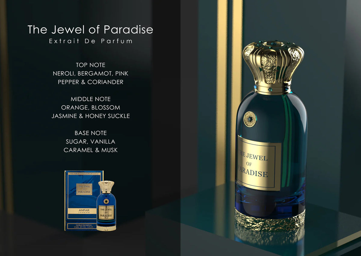The Jewel of Paradise by Anfar – 100ML unisex perfume bottle with fruity and woody fragrance note