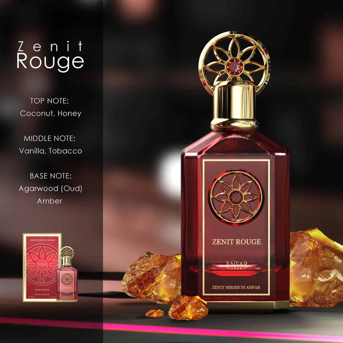 Zenit Rouge by ANFAR 1950, a luxurious and affordable unisex oud perfume, available at oudh shop.