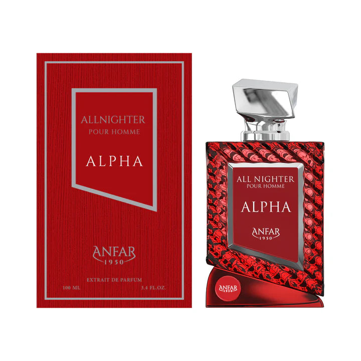 Woody Fragrance Perfume all nighter alpha by anfar perfume box and bottle