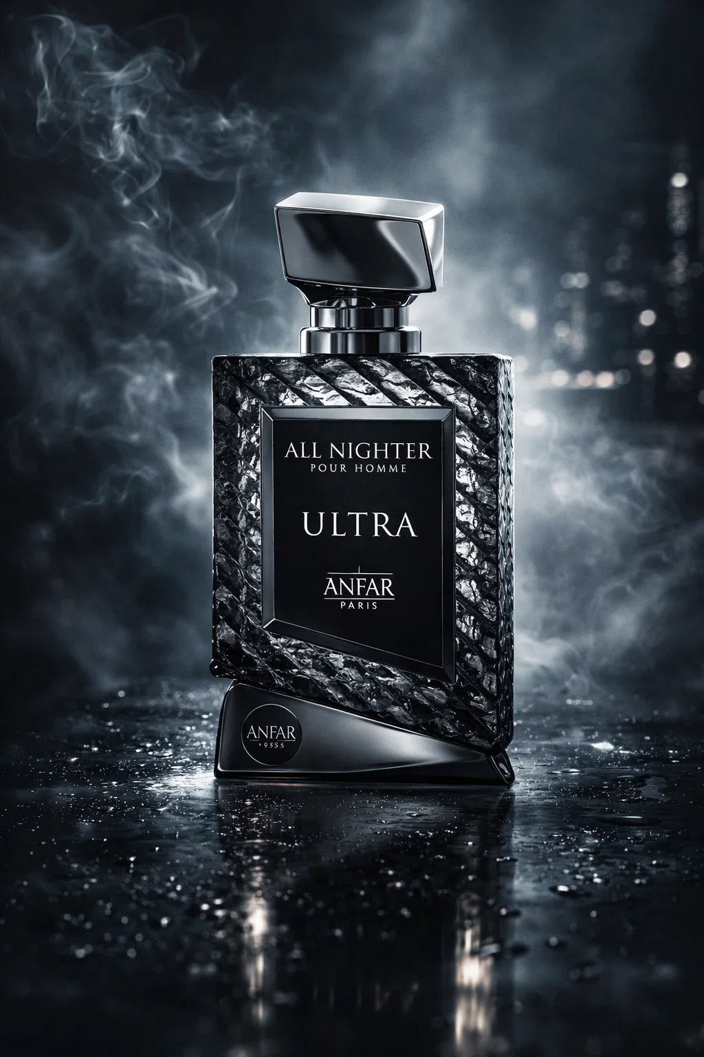 Creed Aventus alternsative all noghter ultra pour homme by anfar parfum bottle promo poster