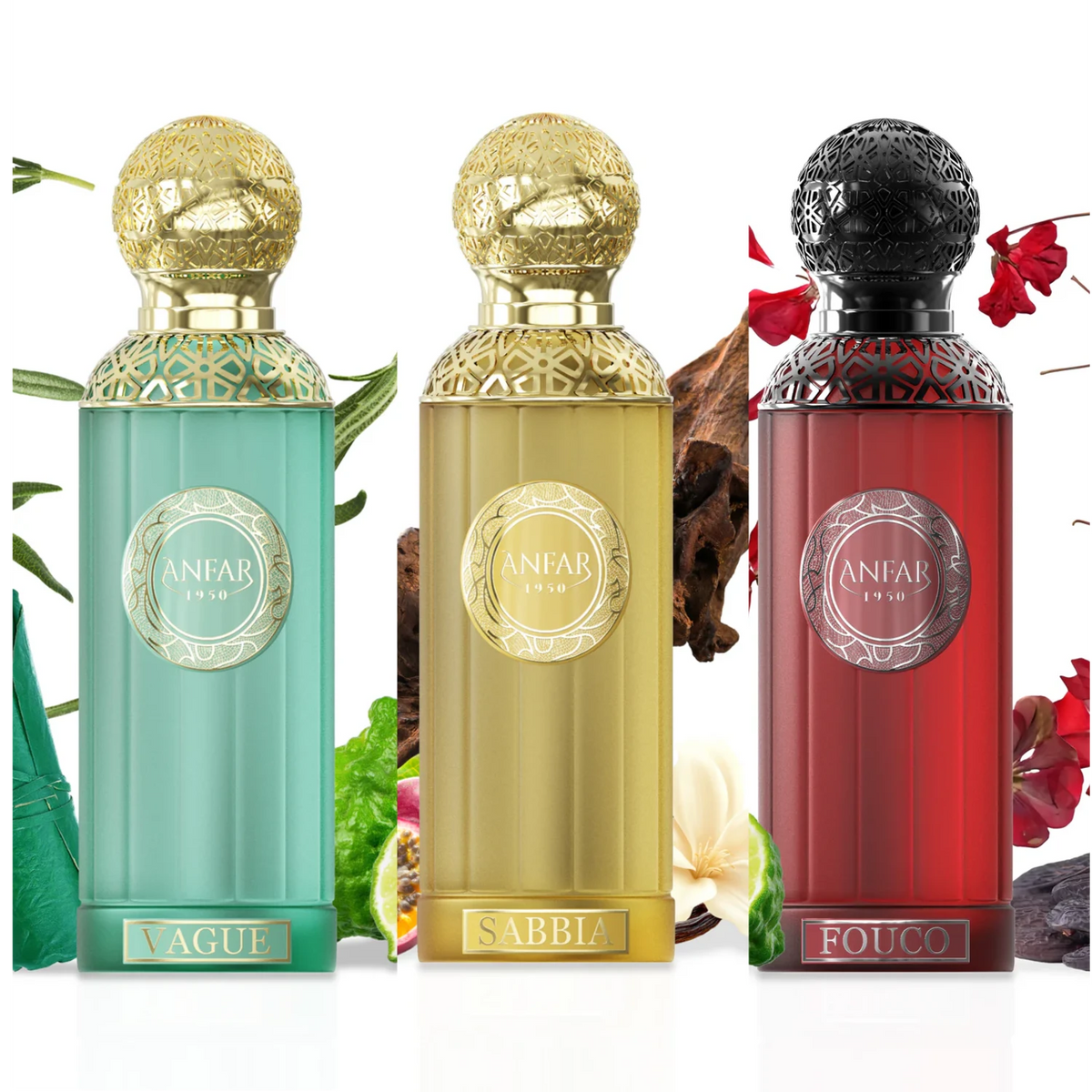 long lasting oud perfume collection Fouco sabbia Vague by Anfar – 100ml Element Edition de Anfar Oud Leather Perfume Bottle
