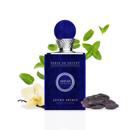 Azure Spirit by Anfar London – 100ml Série de Velvet Mint, Citrus & Woody Perfume Bottle