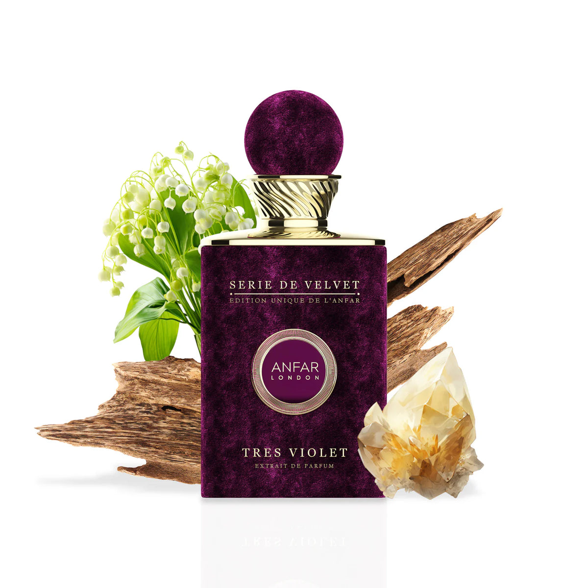 musk perfume Tres Violet by Anfar London – 100ml Série de Velvet Extrait Perfume Bottle