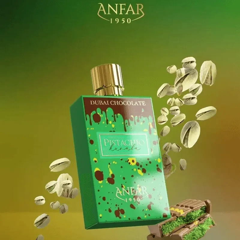 Viral perfume Pistachio Kunafa 80ml Perfume by Anfar – Dubai fragrance with chocolate, pistachio, and Middle Eastern dessert notes