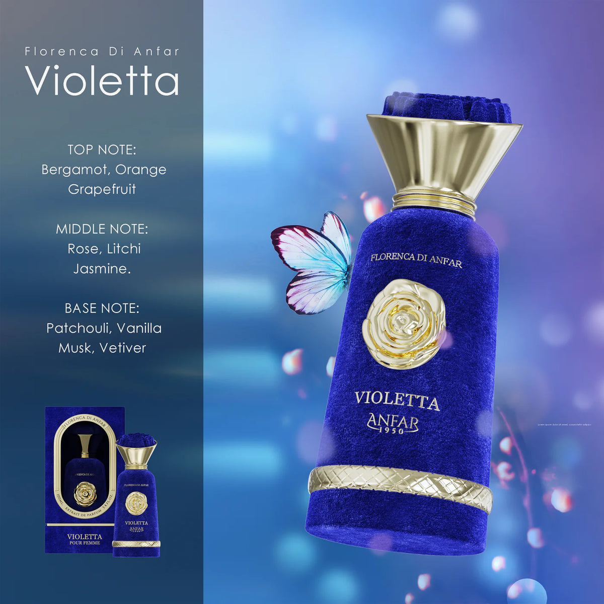 Violetta by Anfar 1950 – Florence de Anfar Series Floral Citrus Perfume Bottle