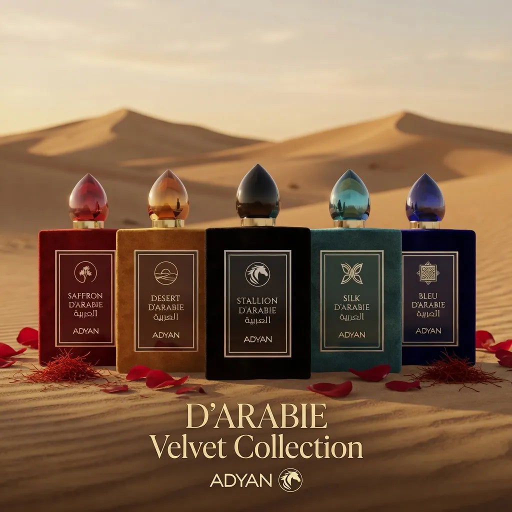 Arabian oud perfume D'Arabie by adyan beautiful velvert perfume bottles collection poster