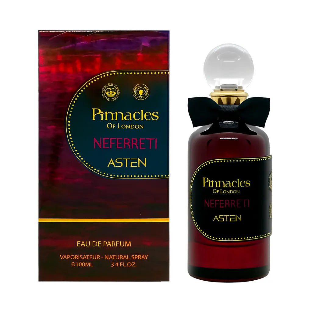 Pinnacles Of London Neferreti by Asten 100ml Eau de Parfum is a stunning designer inspired perfume that echoes the dark, mysterious allure of Penhaligon's Halfeti Leather.