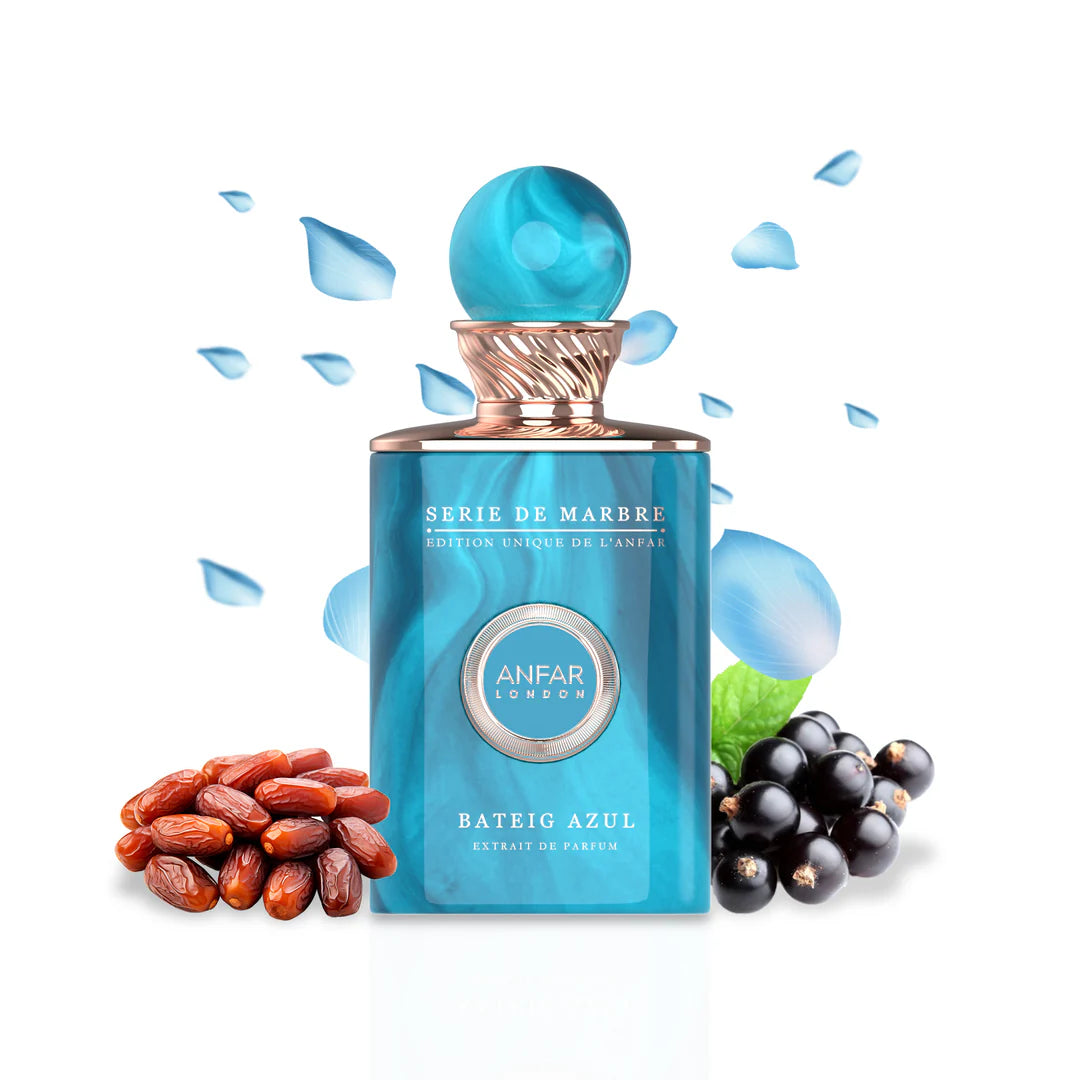 Bateig Azul by Anfar London – 100ml Unisex Citrus & Herbal Extrait de Parfum Bottle
