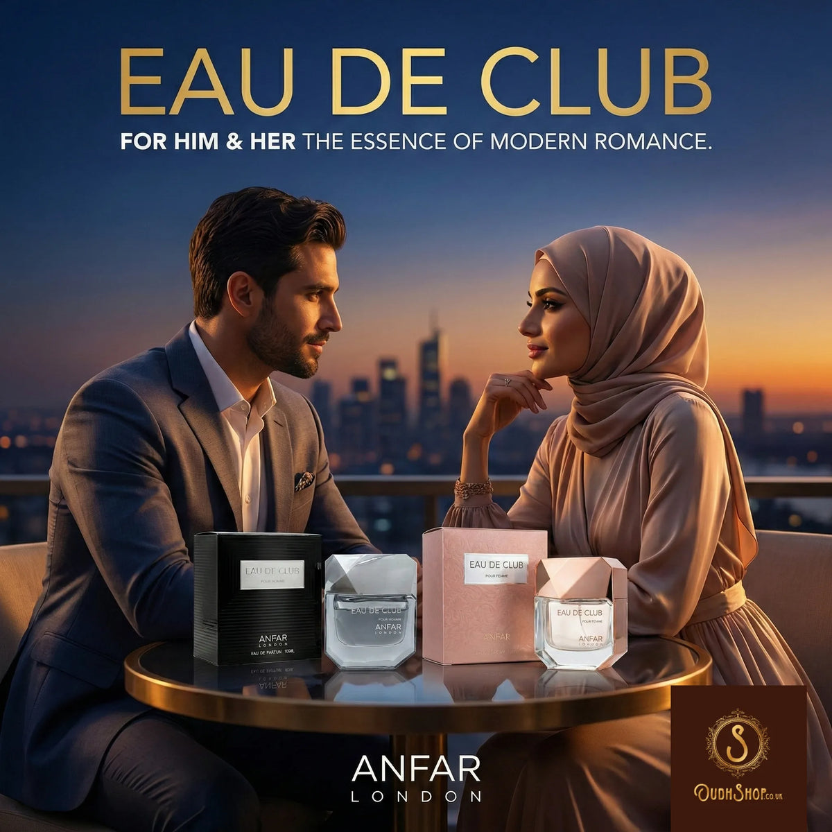 His & Her Perfume Set Eau De Club Duo Set by Anfar London an exclusive seductive his & her perfume set for couples.