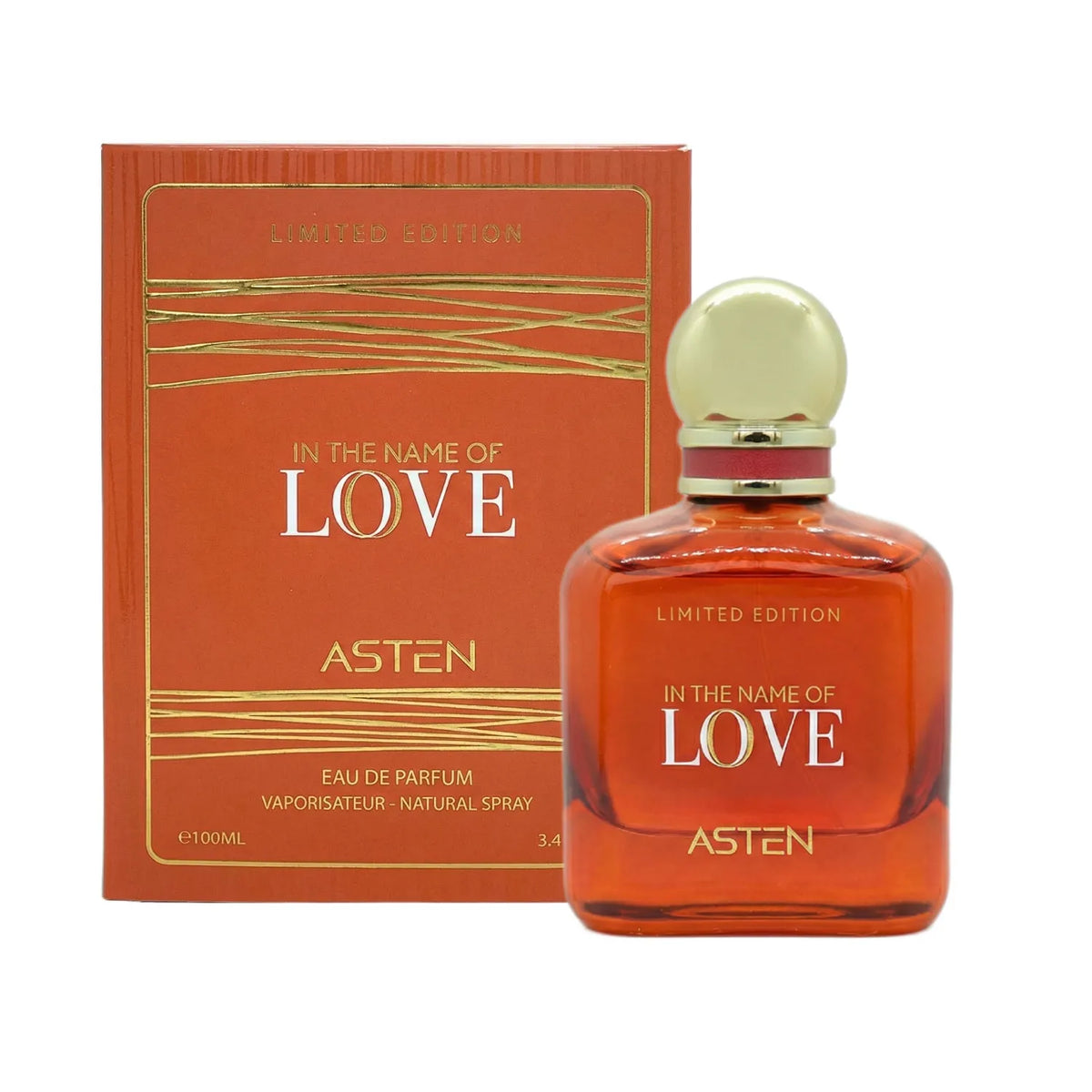 Gourmand Perfume - fall for the irresistible charm of In The Name of Love by Asten, a luxurious 100ml Eau de Parfum Inspired by the iconic Giorgio Armani Stronger With You Amber (Intensely).