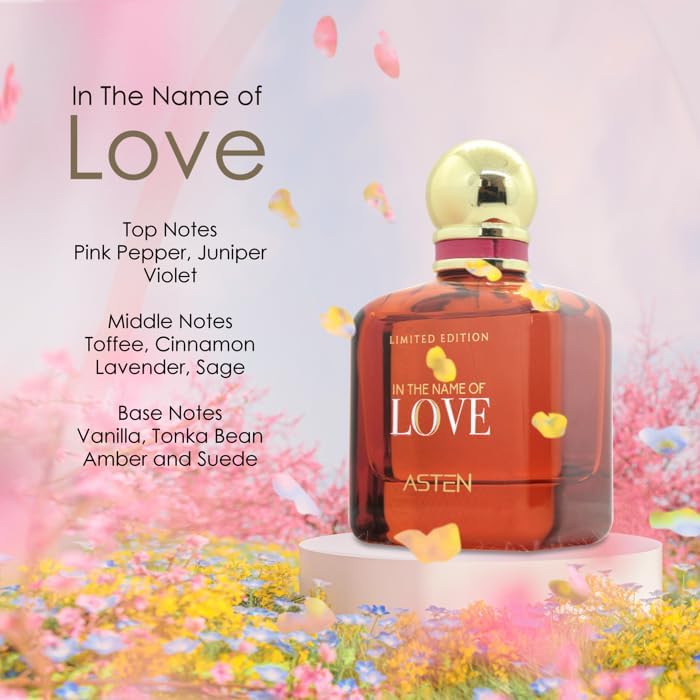 Gourmand Perfume - fall for the irresistible charm of In The Name of Love by Asten, a luxurious 100ml Eau de Parfum Inspired by the iconic Giorgio Armani Stronger With You Amber (Intensely).