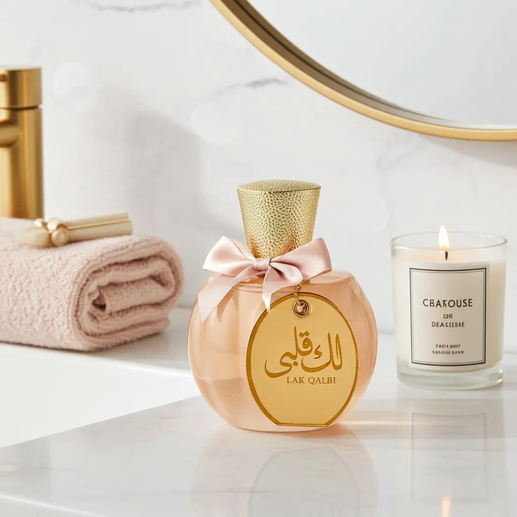 affordable luxury musk perfume lak qalbi 100ml edp by adyan perfume on dressing table