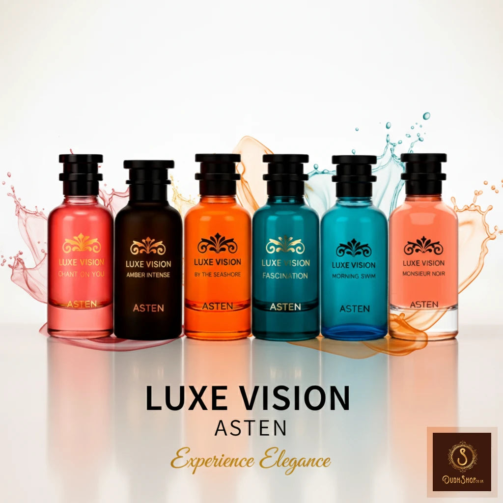 Asten Luxe Vision Collection, a curated selection of premium, designer inspired fragrances. Each 100ml Eau de Parfum is masterfully crafted to evoke the essence of iconic Louis Vuitton inspired perfumes