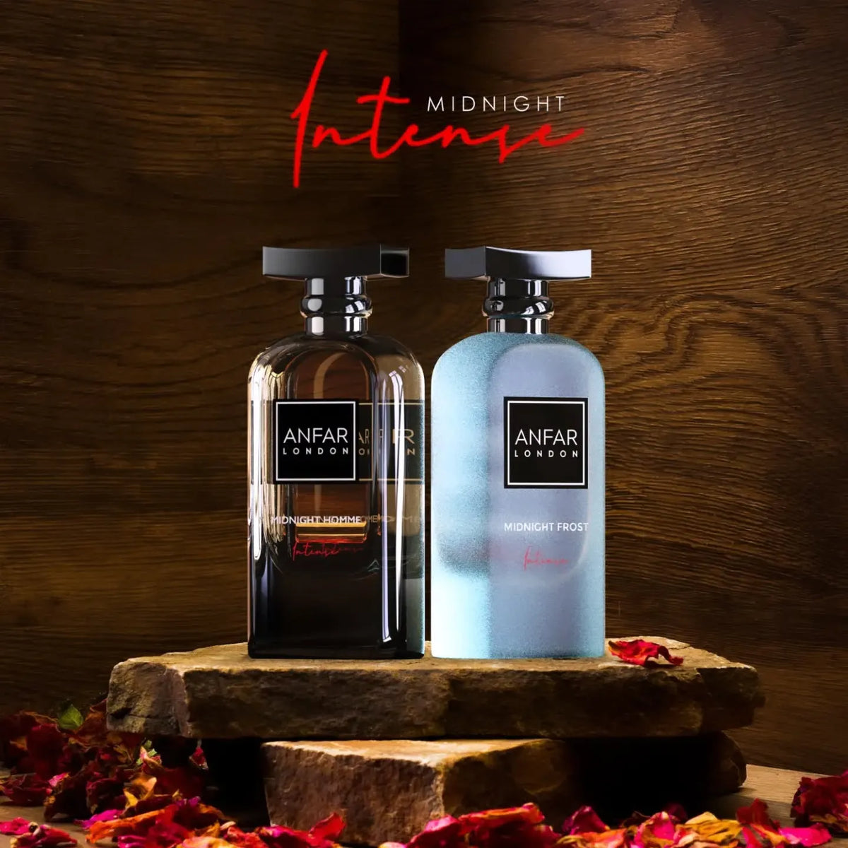 Midnight intense series Intense icy citrusy woody scent by Anfar London – 100ml Unisex Extrait de Parfum in premium packaging