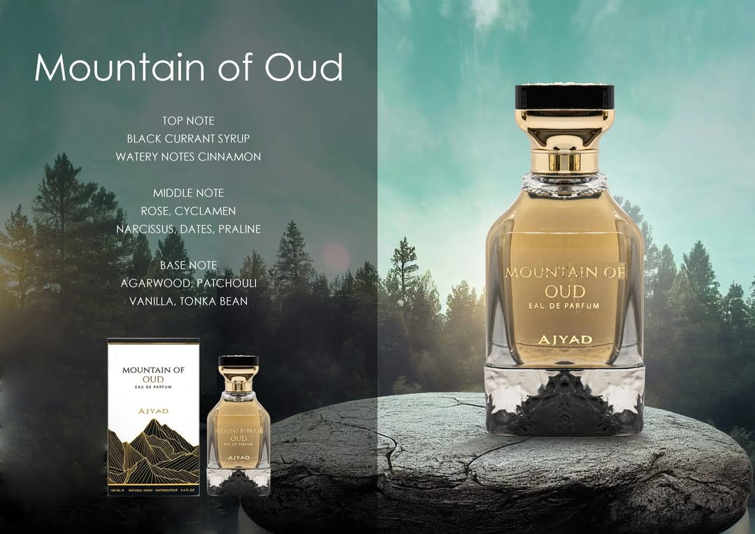 Sweet Arabian Oud Perfume by Ajyad – Elegant Mountain of Oud glass bottle with rich notes