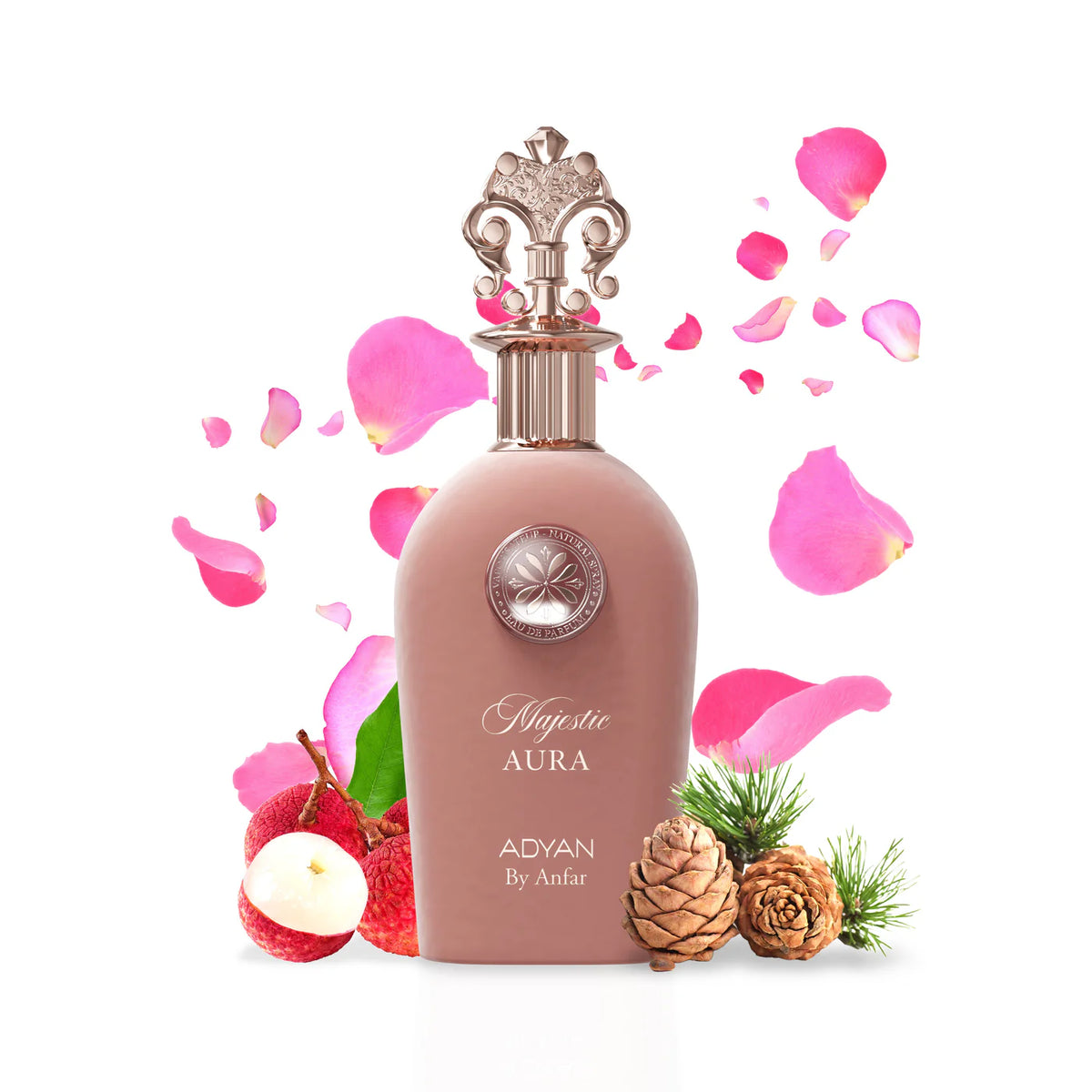 Mystic Aura by Adyan velvet finished bottle with decorative rose in gift box UK