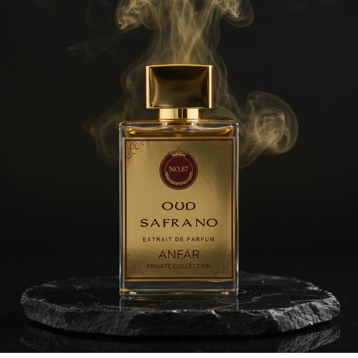 Oud Safrano by Anfar, a strong sweet and luxurious longlasting oud perfume for men.