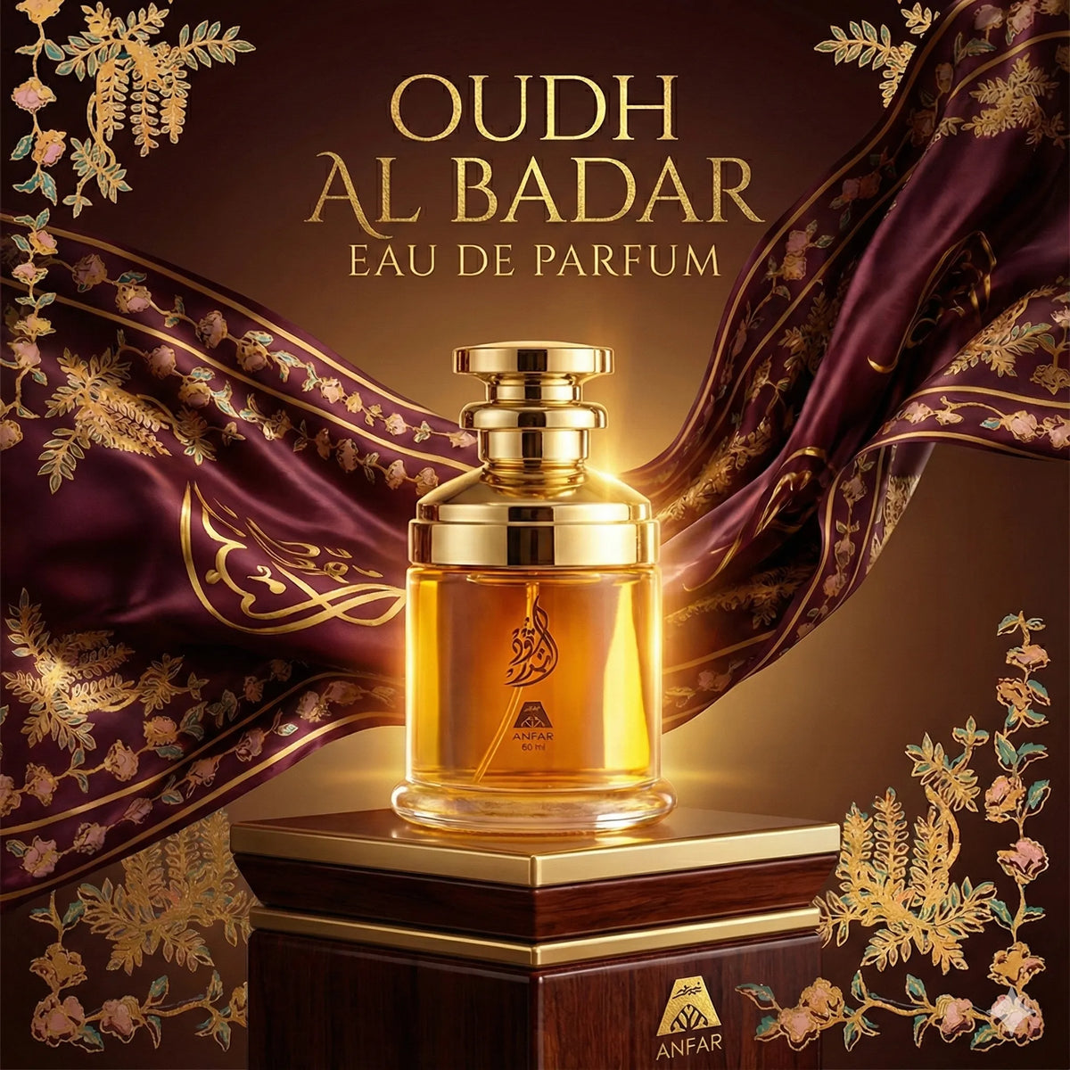 Anfar oudh al badar 60ml strong oud perfume with rose jasmine and amber