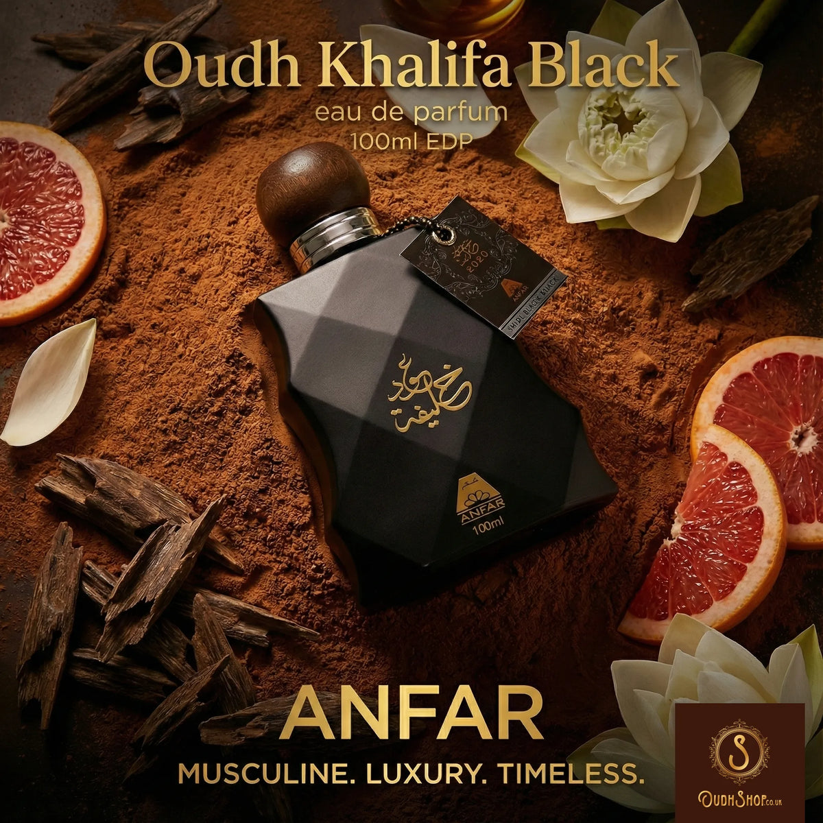 oudh khalifa black oud perfume 100ml by anfar