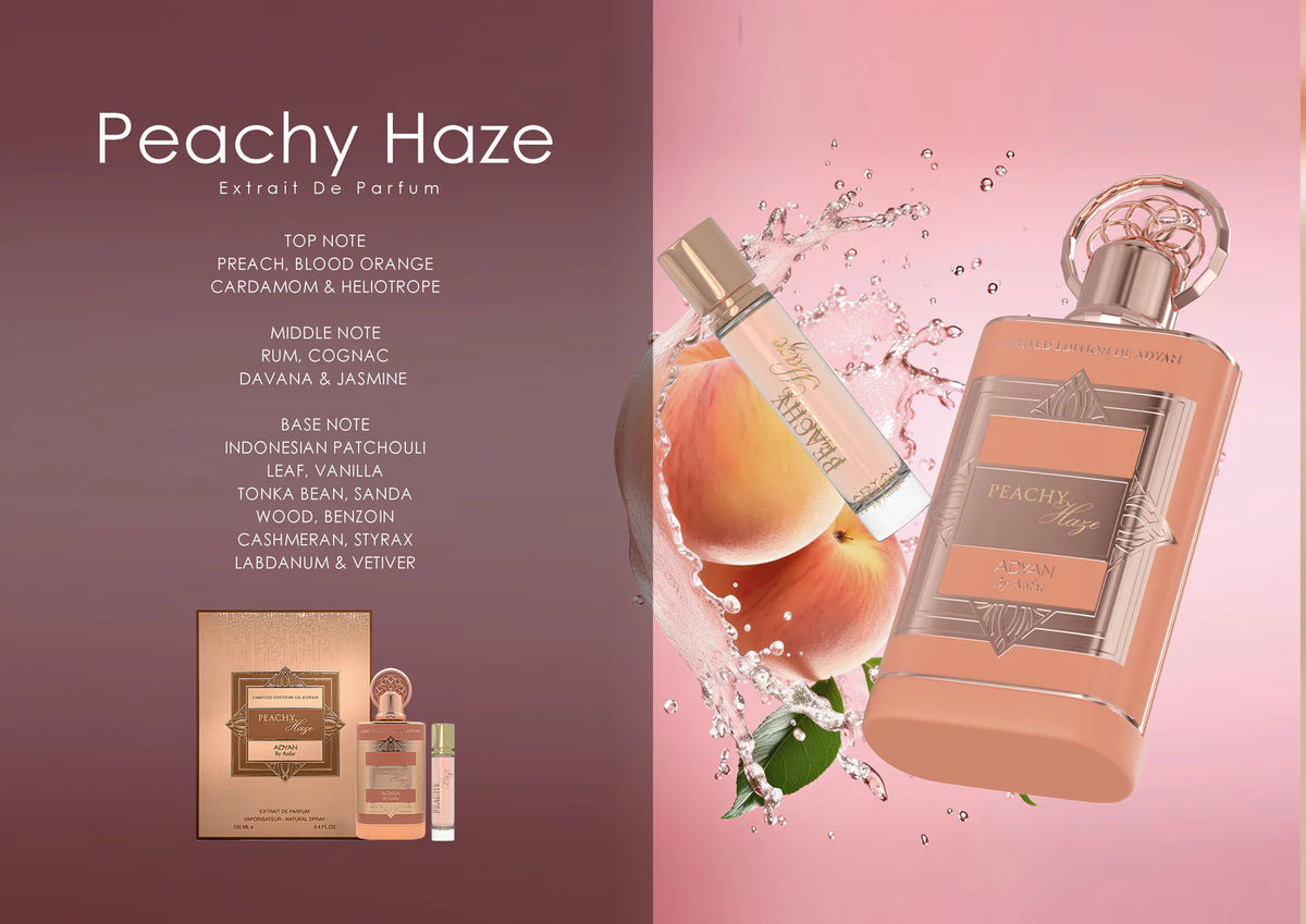 Peachy Haze by Adyan – Fruity Extrait de Parfum Bottle with Travel Size
