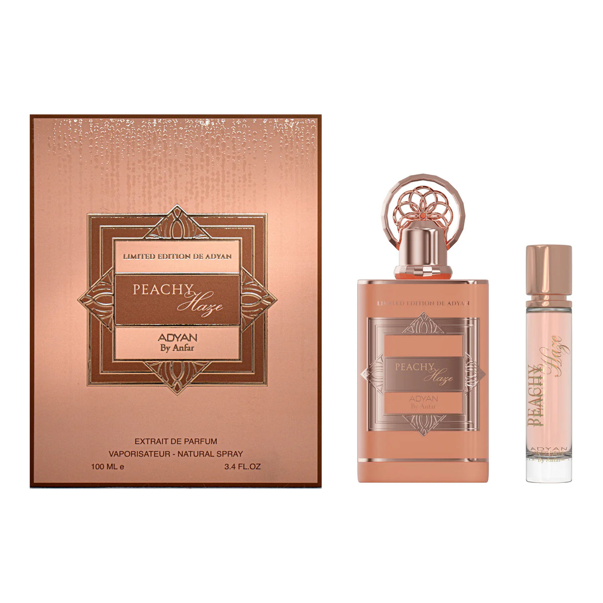 Peachy Haze by Adyan – Fruity Extrait de Parfum Bottle with Travel Size