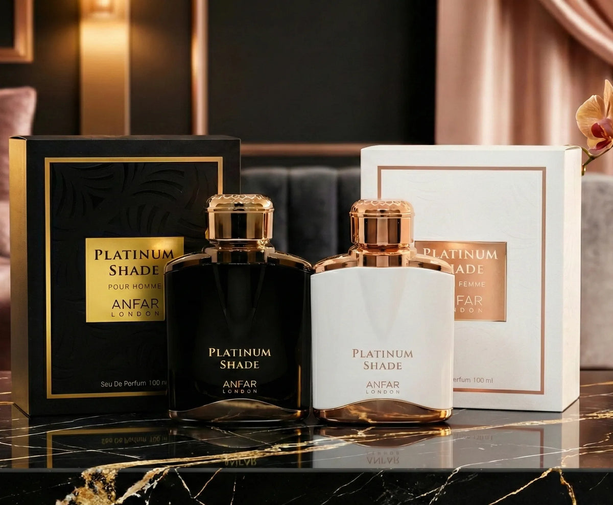 Platinum Shade Duo Set by Anfar London matching perfumes for His & Her Luxury Perfume Couple set