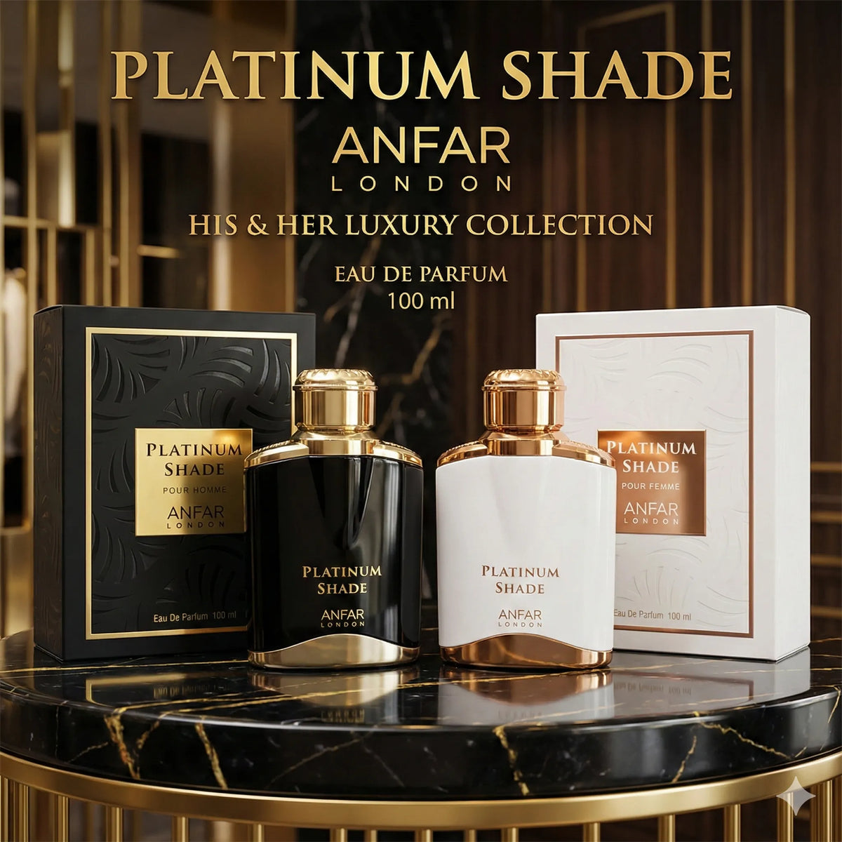 Platinum Shade Duo Set by Anfar London matching perfumes for His & Her Luxury Perfume Couple set
