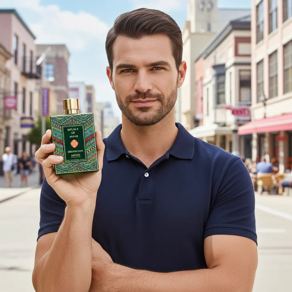 A luxurious bottle of Rituals of Meditation Divine by Anfar, an 80ml extrait de parfum from Oudh Shop.