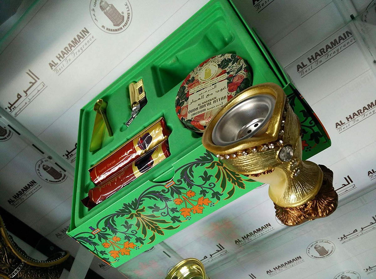 Al Haramain Oudh Ma'al Attar Traveller Bukhoor Gift Set 40g