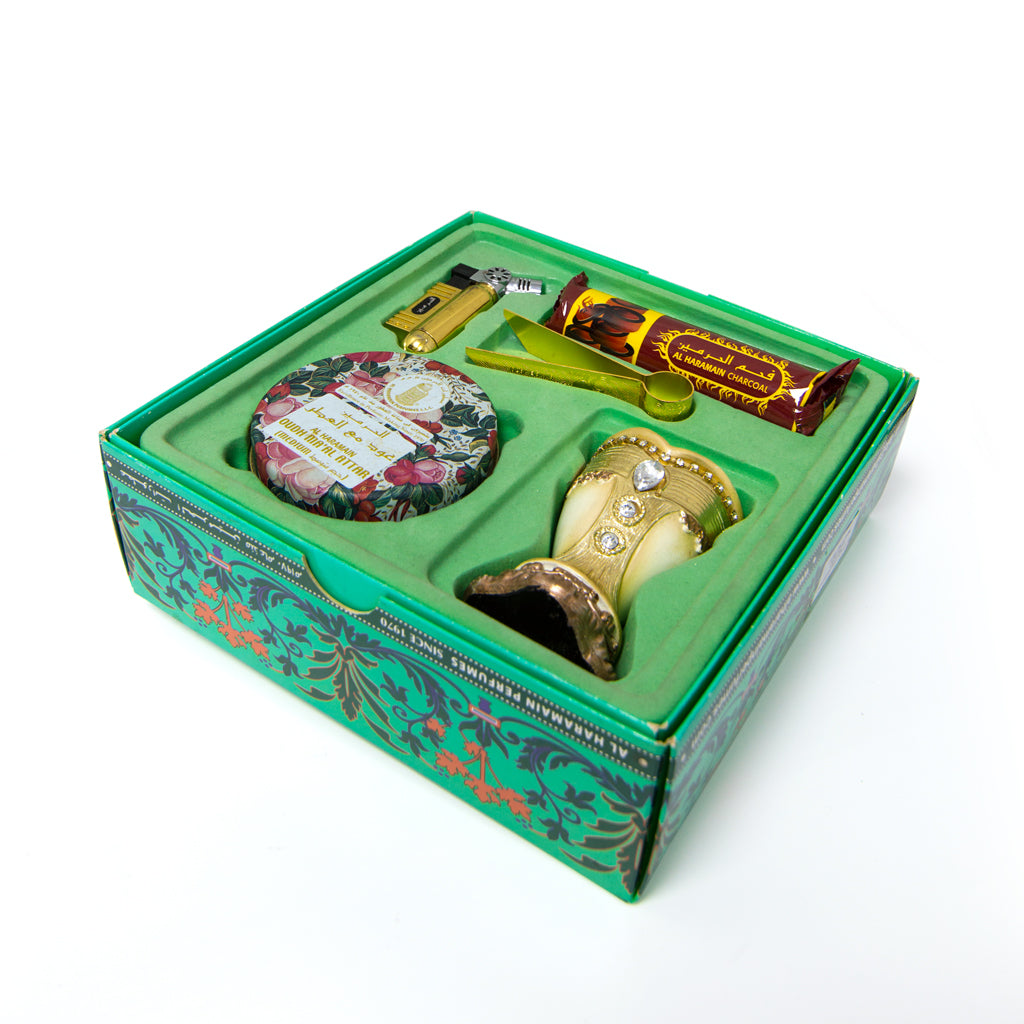 Al Haramain Oudh Ma'al Attar Traveller Bukhoor Gift Set 40g