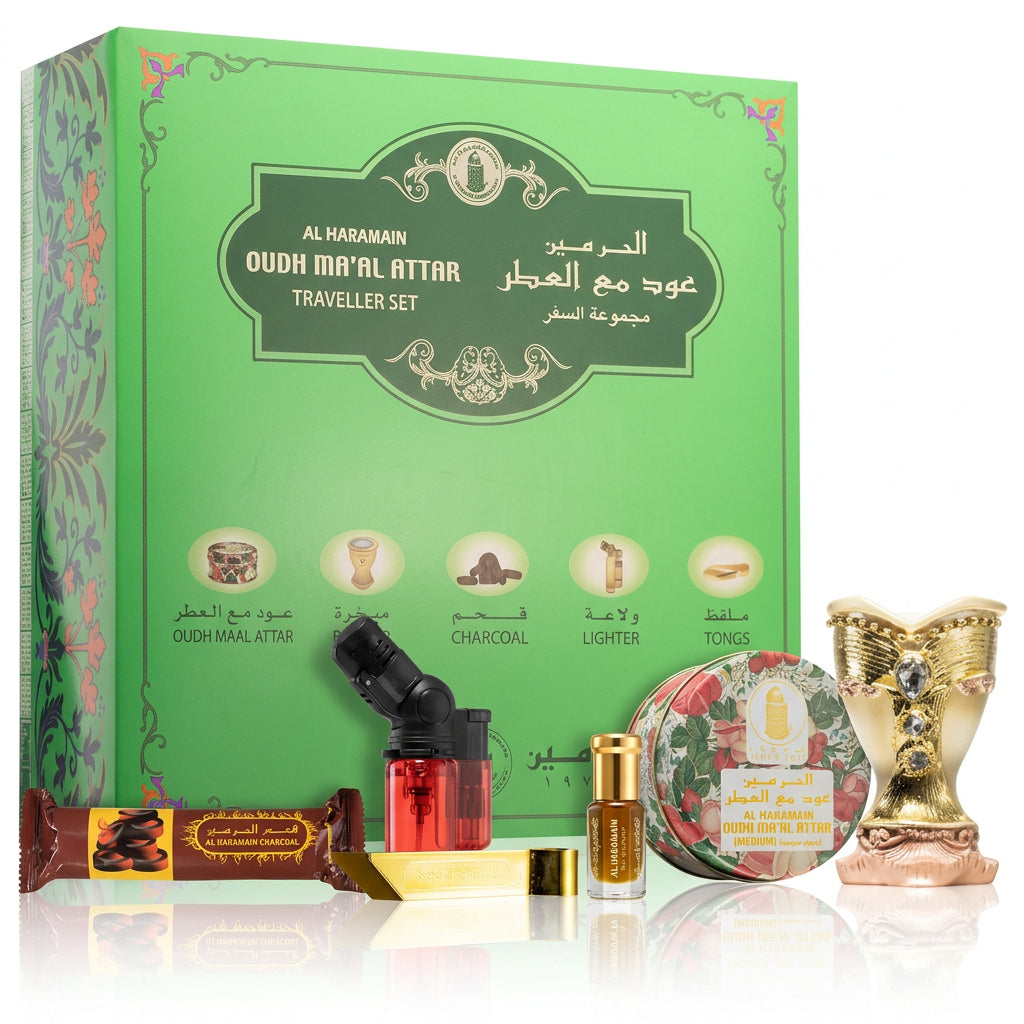 Al Haramain Oudh Ma'al Attar Traveller Bukhoor Gift Set 40g