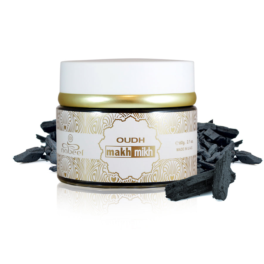 Al Nabeel Oudh Makh Mikh Bakhoor Incense 60g tub — luxury Arabian incense, UK