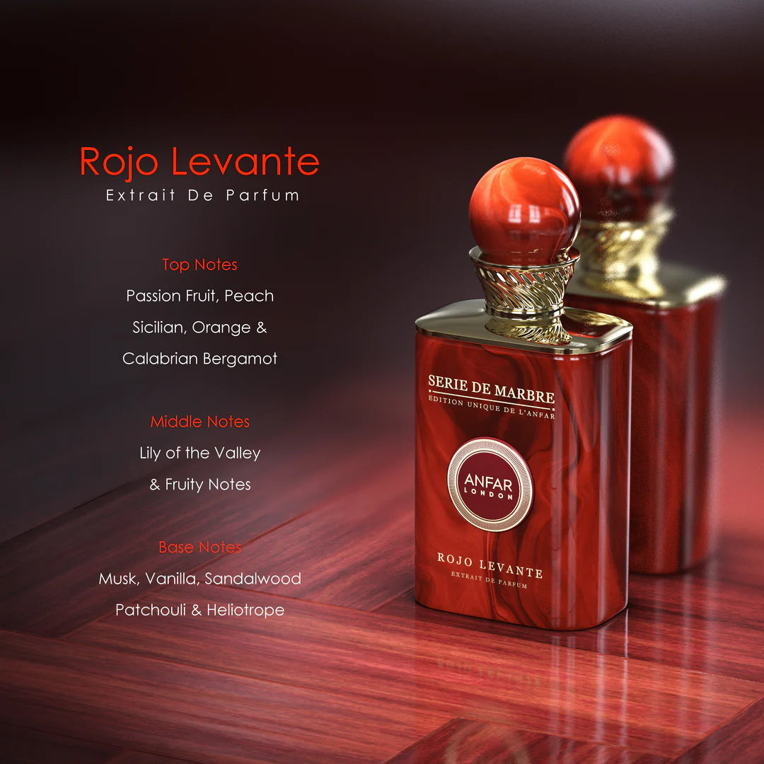 Rojo Levante Extrait de Parfum 100ml bottle by Anfar London – Série de Marbre Collection