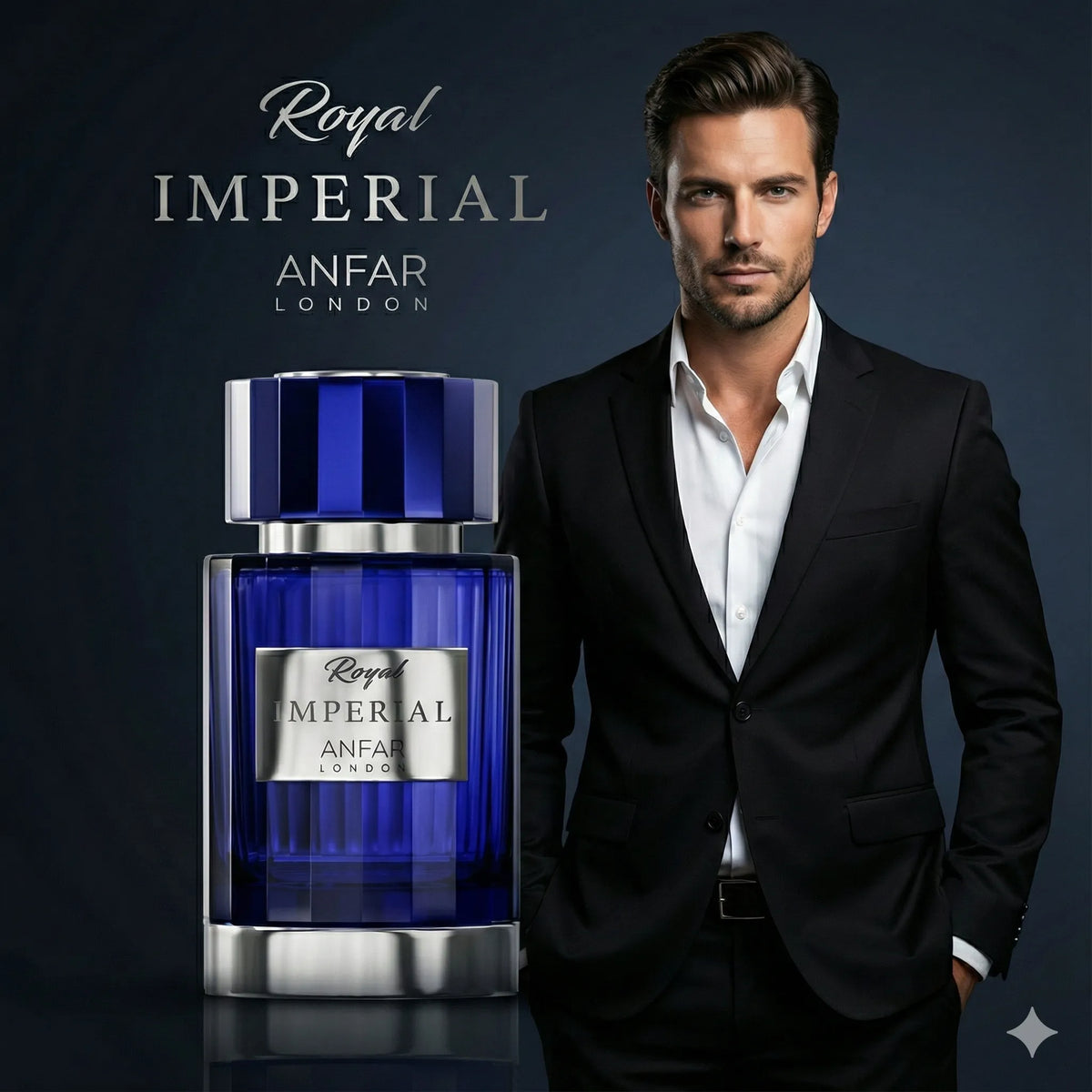 Royal Imperial by Anfar London. This commanding 100ml Eau de Parfum is the definitive masculine musk fragrance for the modern gentleman
