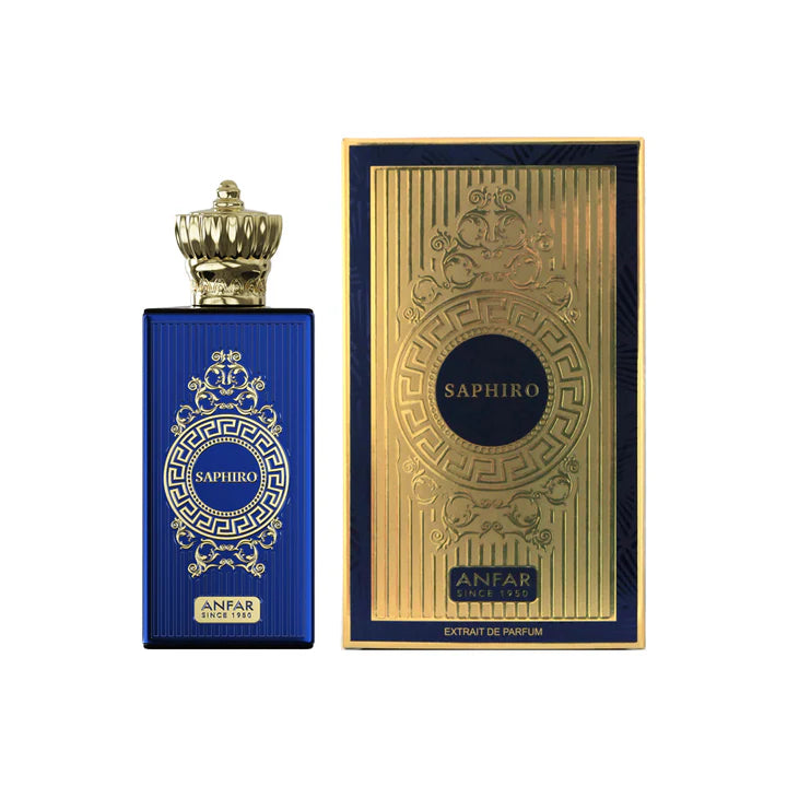 Gourmand Oud Perfume Saphiro 80ml Parfum by Anfar oud from dubai bottle and packaging