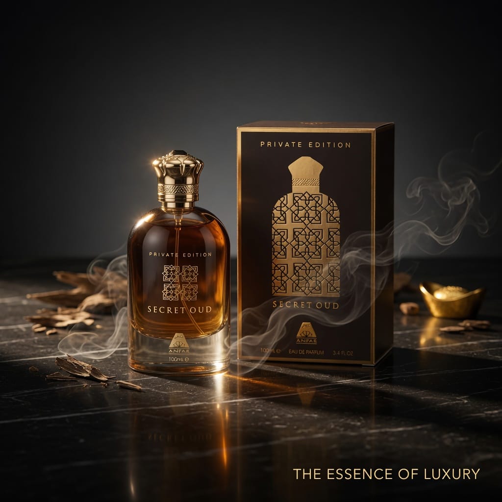 rose oud perfume secret oud private edition by anfar bottle presentation