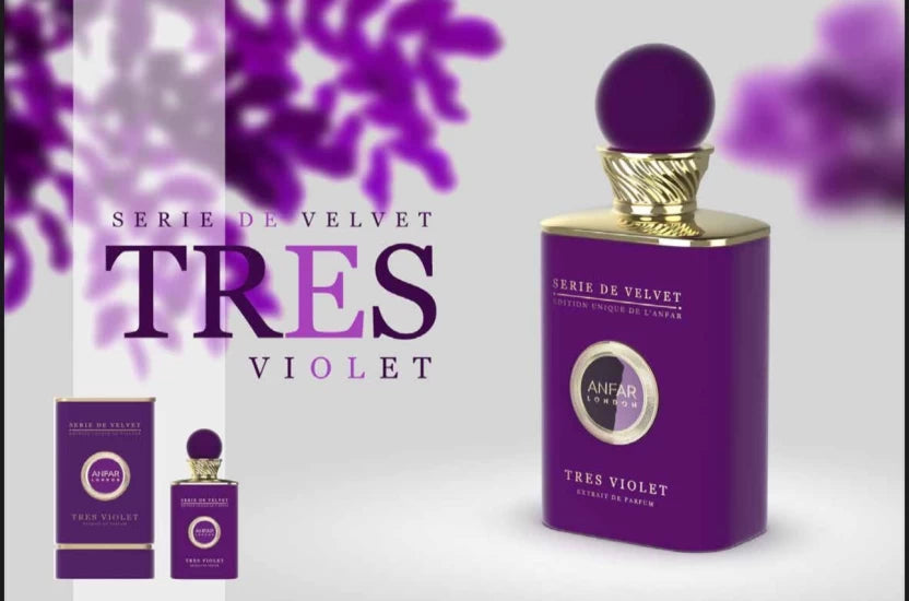 musk perfume Tres Violet by Anfar London – 100ml Série de Velvet Extrait Perfume Bottle